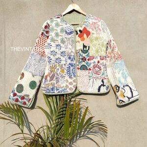 Patchwork Quilted Bomber Jacket in Multi